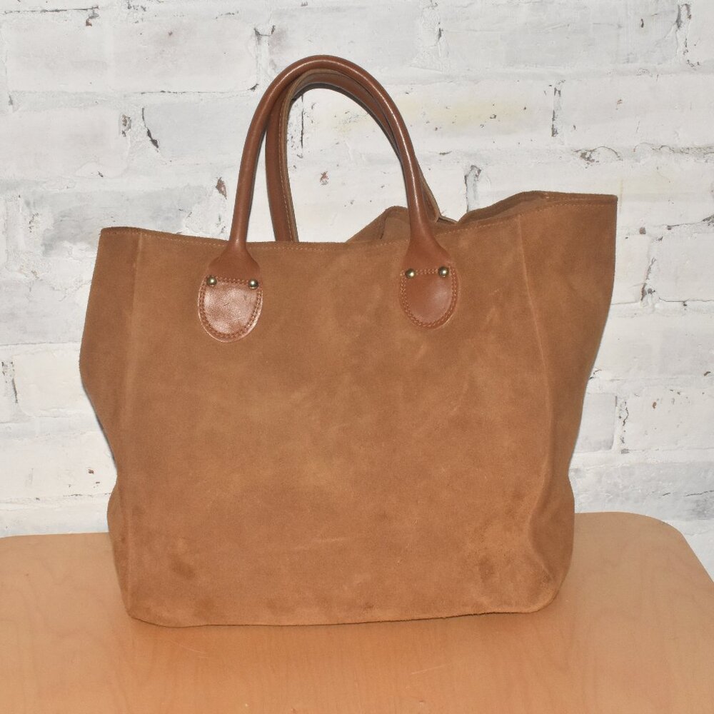 1980’s Vintage BROOKSTONE Peterborough, New Hampshirt Suede Leather Tote Bag - Picture 1 of 9